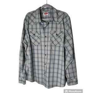 Wrangler Men's Button-up Western Shirt Size XL in Blue and Gray Plaid
